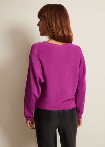 Phase Eight Letina Slinky Keyhole Knitwear Purple USA | 3659874-PQ